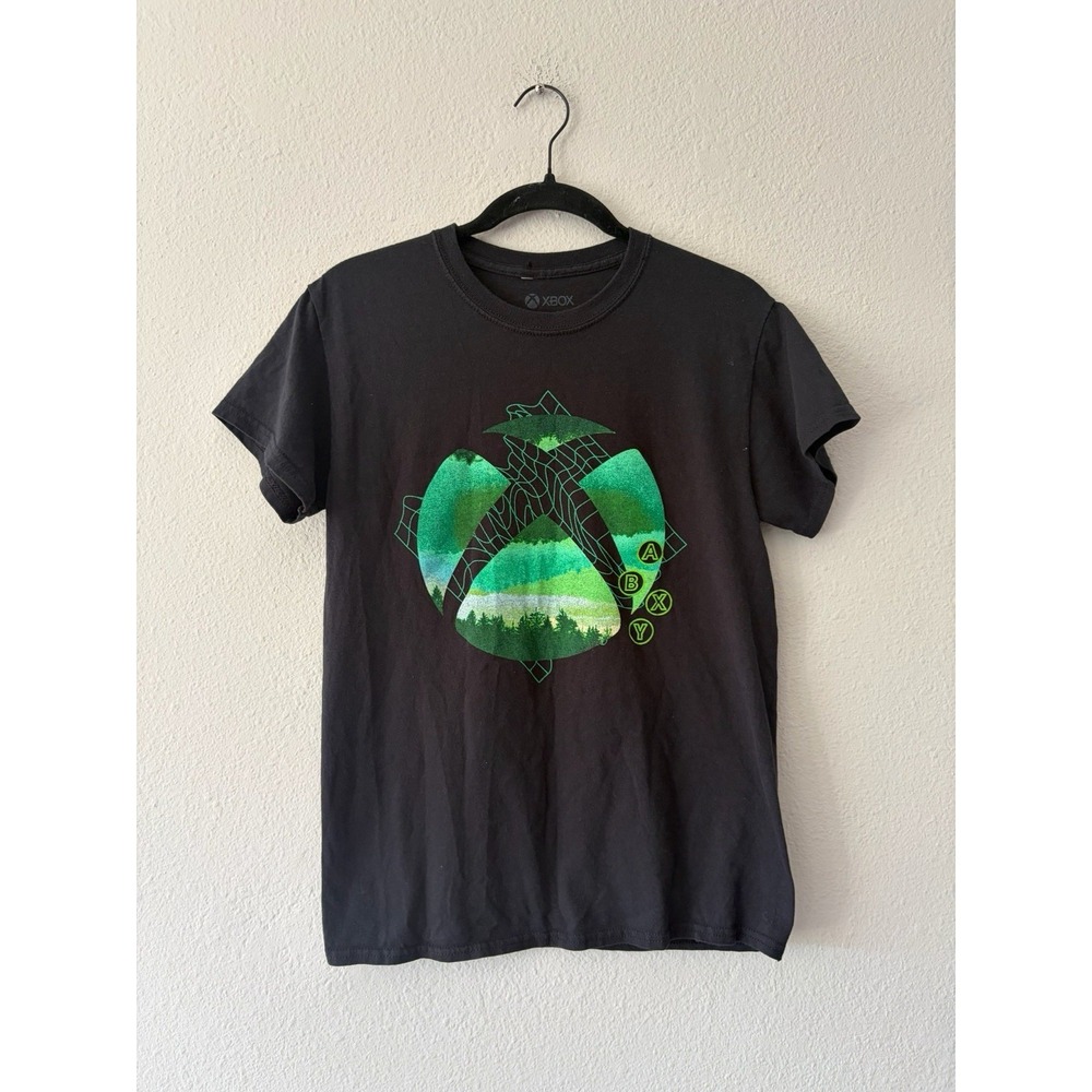 Xbox Shirt Youth Small Black Green Logo Short Sleeve Shirt Men Graphic‎ Tee